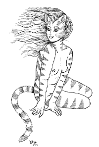 Neko-jin femme in Black and White